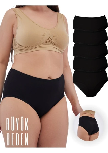 ALYA UNDERWEAR Kadın Battal Külot 5'li Paket - 5 Adet Siyah (5XL, 6XL, 7XL)