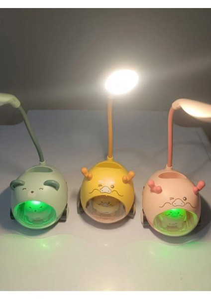 Çocuk Odası Sevimli Karikatür Kalem Tutucu ve Çalışma Masa Lambası - Çok Fonksiyonlu Tekerlekli 2 Kademeli Işık fırsatları