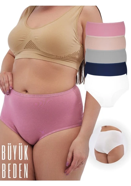 ALYA UNDERWEAR Kadın Battal Külot 5'li Paket - (5XL, 6XL, 7XL) 5 Farklı Renk Bir Pakette