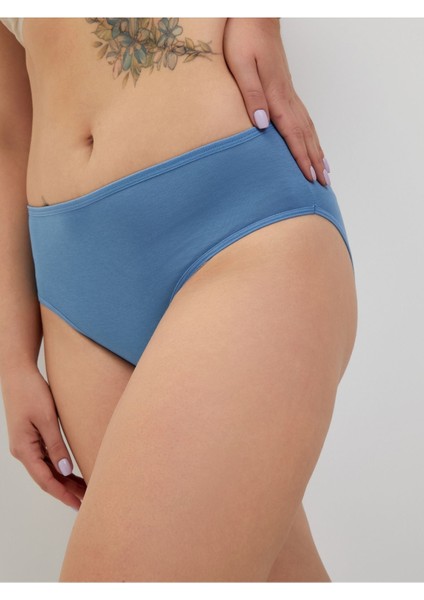 ALYA UNDERWEAR Kadın Pamuklu Renkli Bato / Hipster Slip Külot- Lacivert, Yeşil, Pembe, Pudra, Mavi -5'li Paket