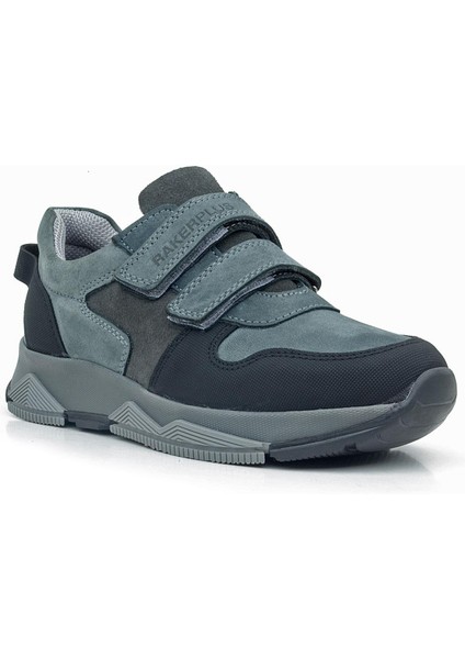 Hakiki Deri Koyu Gri Siyah Çocuk Cırtlı Sneakers Spor Ayakkabı fiyatları