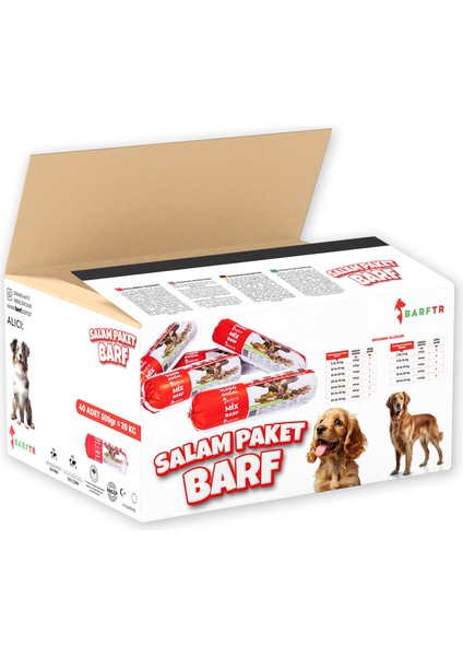 Mix Barf 20 kg 500 gr Salam Paket Tekli Ambalajlarda Köpek Maması