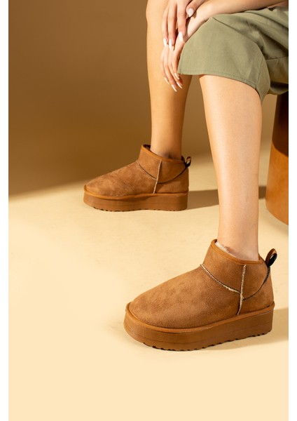 Içi Yünlü Bilekte Rahat Kalıp Kalın Taban Mini Kadın Bot 007-1999-23NUBUK fiyatları