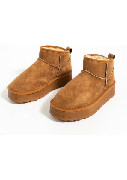 Içi Yünlü Bilekte Rahat Kalıp Kalın Taban Mini Kadın Bot 007-1999-23NUBUK fırsatları