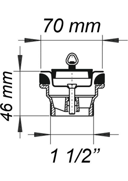 Lavabo Evye Gider Süzgeci, Alman Kalitesi, Tapalı, 70 mm Çapında Paslanmaz Çelik Delikli Süzgeç, 1 1/2'' Ölçüsünde Gider Bağlantılı Lavabo ve Evye Sifonlarına Uygun