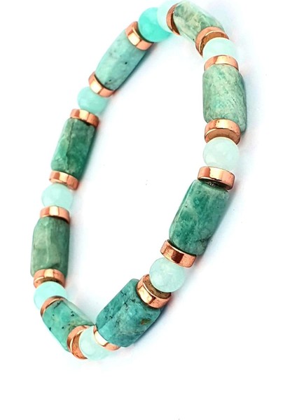 Amazonit ve Aquamarin Taşlı Tasarım Doğal Taş Bileklik fiyatları