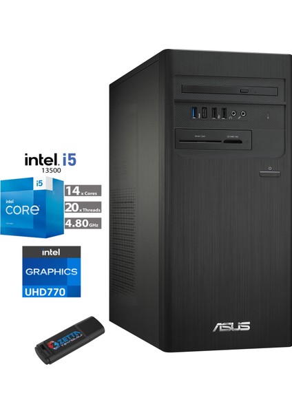 Expertcenter Intel I5 13500 8gb 512GB SSD Freedos Masaüstü Blgisayar A1S500TE-5135000020W02+ZETTAUSBBELLEK
