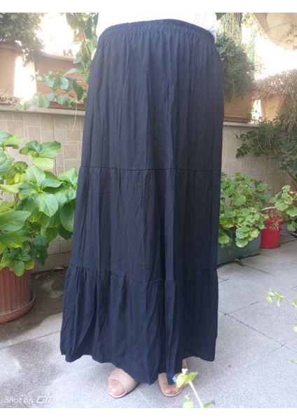 Bohem, Etnik Baskılı Uzun Etek, Tatil Plaj Elbisesi ,beli Lastikli, 3 Kat Fırfırlı Mevlana Viskon