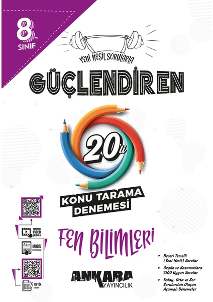 Ankara Yayıncılık 8.⁠ ⁠sınıf Güçlendiren Fen Bilimleri 20'li Konu Tarama Denemesi 2024-2025 Güncel Baskı