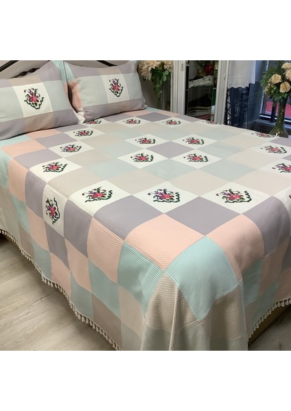 Oya Home Patchwork Kaneviçeli Yatak Örtüsü-3 Parça