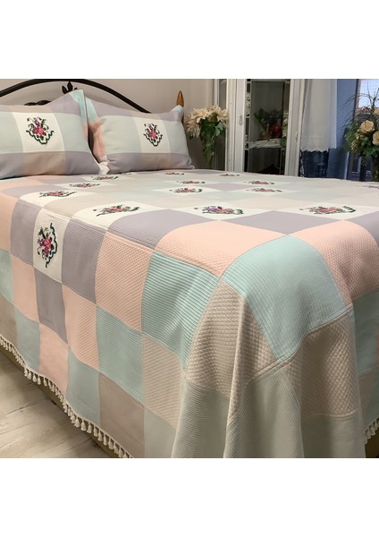 Oya Home Patchwork Kaneviçeli Yatak Örtüsü-3 Parça