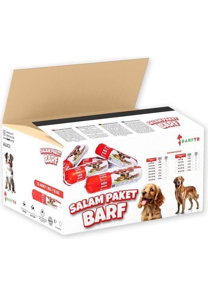 Mix Barf 13 kg 500 gr Salam Paket Tekli Ambalajlarda Köpek Maması