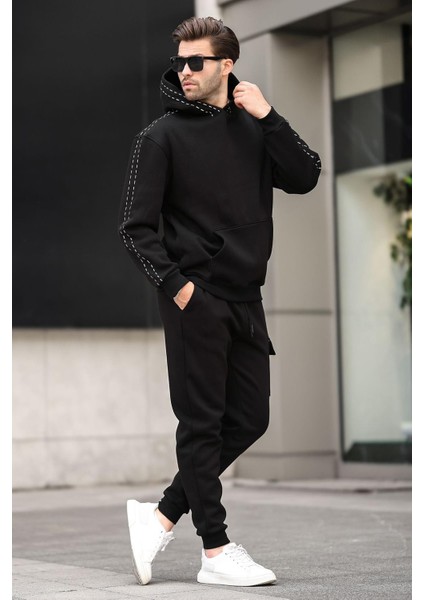 Siyah Erkek Kapüşonlu Paçası Lastikli Eşofman Takımı 5957 fiyatları