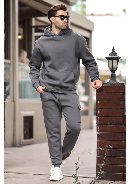 Füme Erkek Kapüşonlu Paçası Lastikli Eşofman Takımı 5957 fiyatları