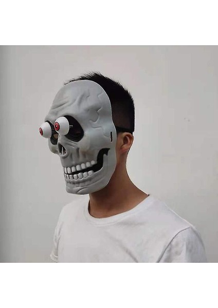 Halloween Plastik Gözleri Sallanan Iskelet Kurukafa Maskesi