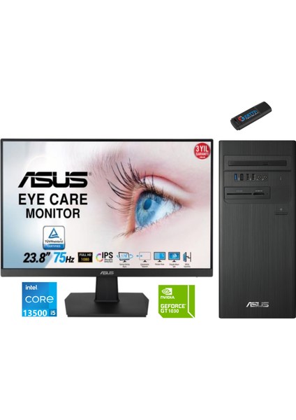 Expertcenter Intel I5 13500 32GB 2tb SSD 4GB/GT1030 Fhd 23.8 Monitör WINDOWS11PRO Masaüstü Blgisayar E1S500TE-5135000020W54+ZETTAUSBBELLEK