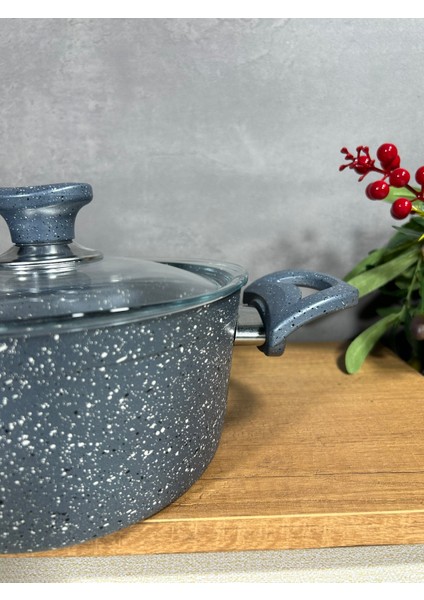 Granit 20 cm Ezme Derin Tencere Gri