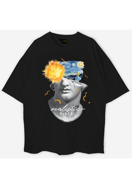 Realistic Vibes Ön Baskılı Oversize Unisex T-Shirt