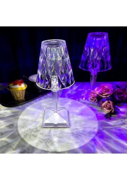 Kumandalı Kristal Dev Masa Lambası Rgb USB Charging Multi Color Rose Diamond Table Lamp