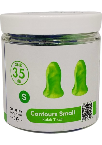 Contours Small Beden, Küçük Kulak Kanalına Uygun, Özel Kulak Tıkacı, Ce Onaylı, Snr 35 Db, 7 Çift