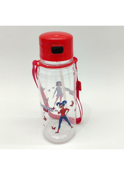 Butterfly Girl Temalı Pipetli Askılı Suluk Matara 550 Ml.