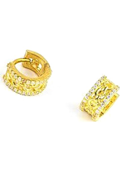 Zirkon Taş Detaylı 925AYAR Gümüş Üzerine Altın Kaplama Minimal Halka Küpe Cap 7mm fiyatları