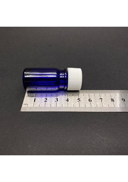 Beyaz Kapaklı Mavi Içten Damlalıklı Cam Şişe 5 ml , 5 cc Kolonya Tıpalı Mavi Cam Şişe x 6 Adet