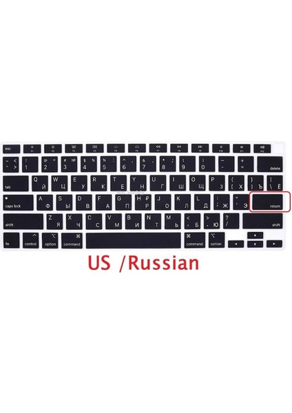 Rusça Klavye Koruyucu Macbook Air M1 13 Inç 2020 (Touchıd'li Air) A2337 A2179 Us Enter ile Uyumlu