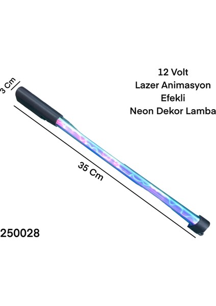 12 Volt Neon Lazer Animasyonlu Dekor Lamba 35CM