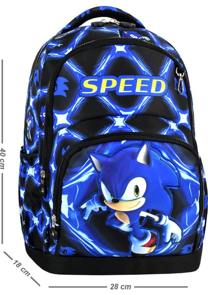 Sonic Mavi Üçlü Erkek Çocuk Ilkokul Okul Çantası Seti (Çanta Termal Beslenme Çantası Kalemlik) fiyatları