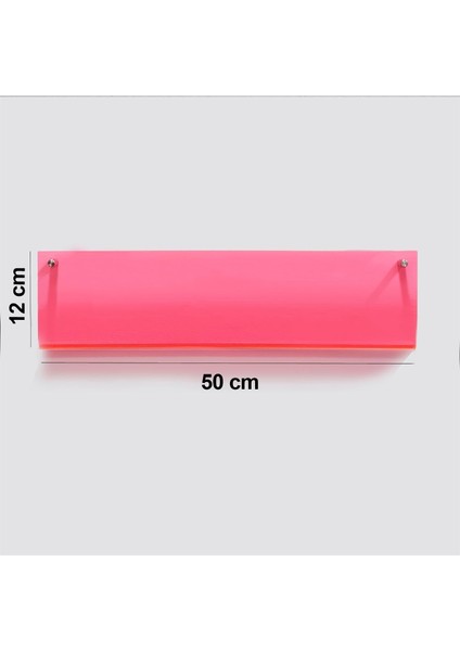 Trend Pleksi Dekoratif Kitap Rafı (Neon Pembe 50CM)