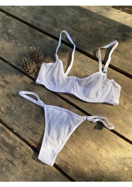 Beyaz Tül Bralet Takım