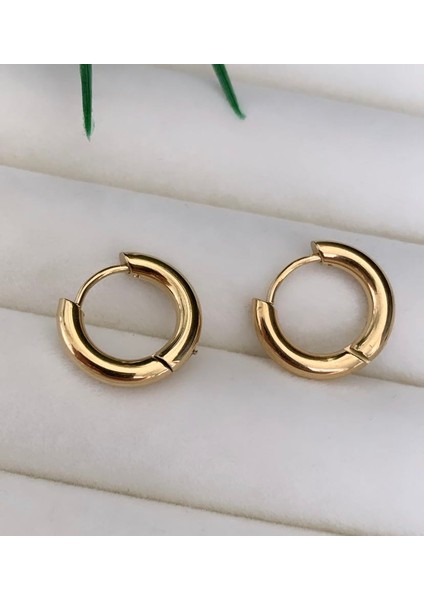 Çelik Küçük Gold Halka Küpe 14MM