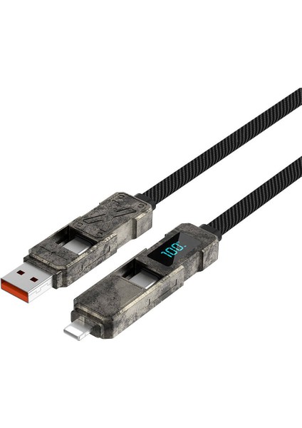 WI-C039 Titan Serisi 4in1 A+C To C+L LED Dijital Göstergeli Çoklu Şarj Kablosu 15CM Siyah fiyatları