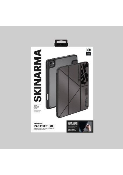 iPad Pro 11 2024 Kılıf Skinarma Holografik Tasarımlı Arkası Şeffaf Magnetik Kira Kobai Kılıf Füme indirimleri