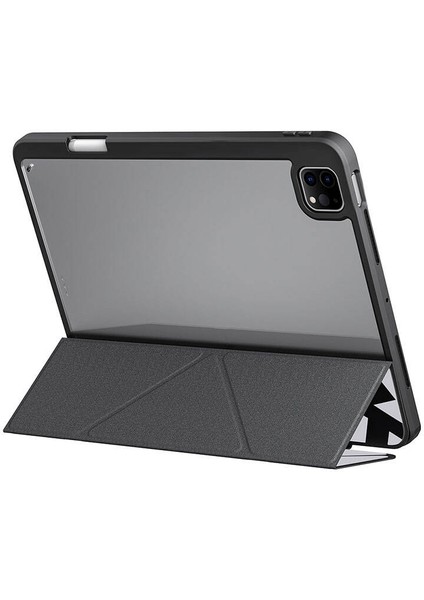 iPad Pro 11 2024 Kılıf Skinarma Holografik Tasarımlı Arkası Şeffaf Magnetik Kira Kobai Kılıf Gümüş modelleri