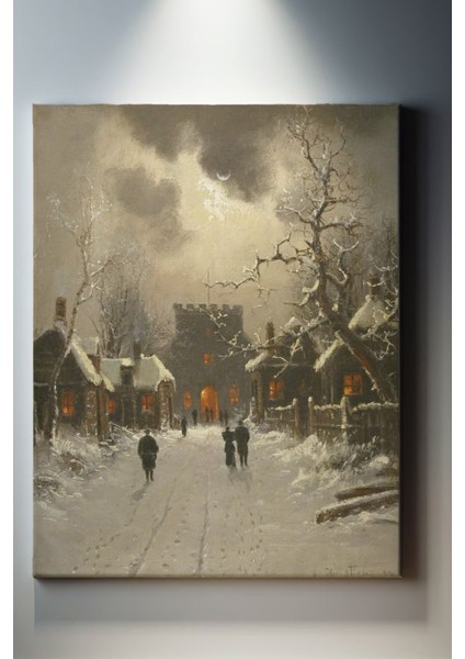 Köy Ve Büyük Kış Manzarası Tablosu-2093