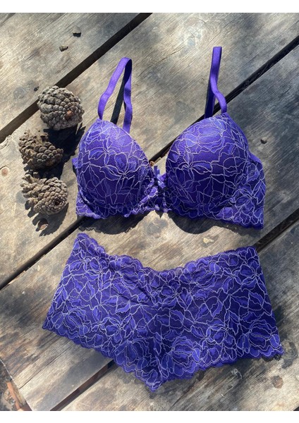 Mor Destekli Sütyen Takımı