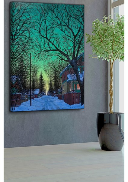 Kasabanın Kış Manzarası Tablosu-2112 fırsatları