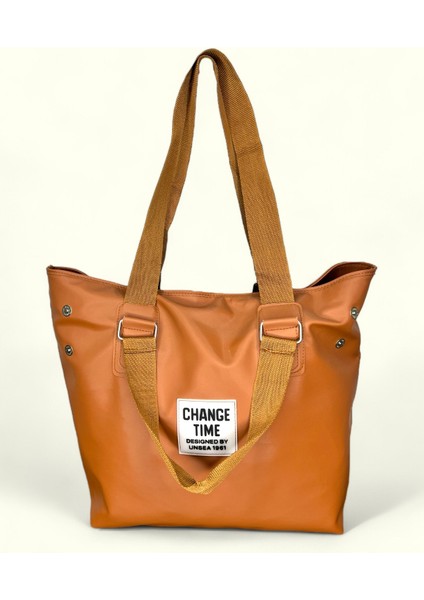 Kadın Turuncu Renkli Change Time Su Geçirmez Kumaş Büyük Boy Omuz ve Kol Çantası
