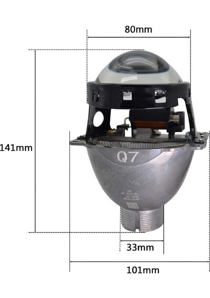 Bi Xenon Q7 LED Uzun Kısa Far Merceği 3 Inç 0815114755