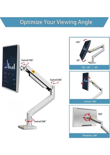 North Bayou Amortisörlü 22"-40 " Profosyonel & Oyuncu 2-12 kg Monitör Standı