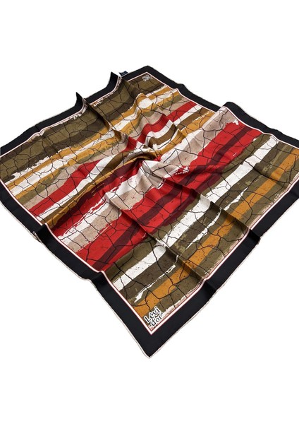 Twill Ipek Eşarp - 4004-10 Yeşil Kırmızı