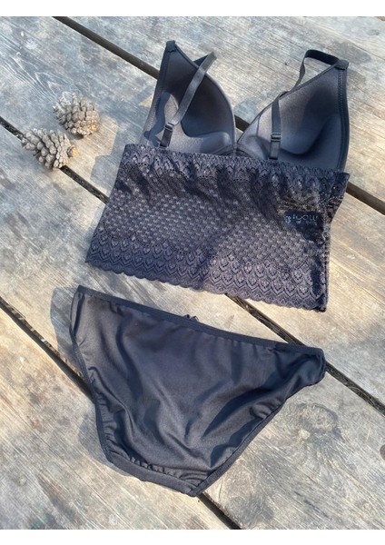 Siyah Düz Destekli Bralet Takımı