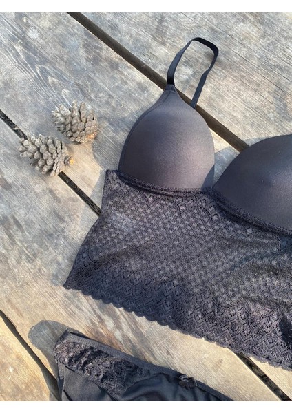 Siyah Düz Destekli Bralet Takımı