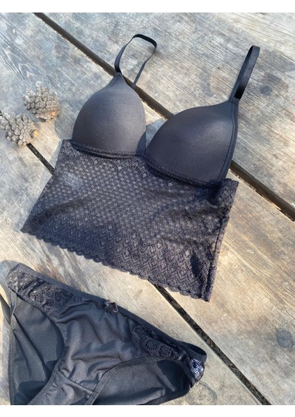 Siyah Düz Destekli Bralet Takımı modelleri
