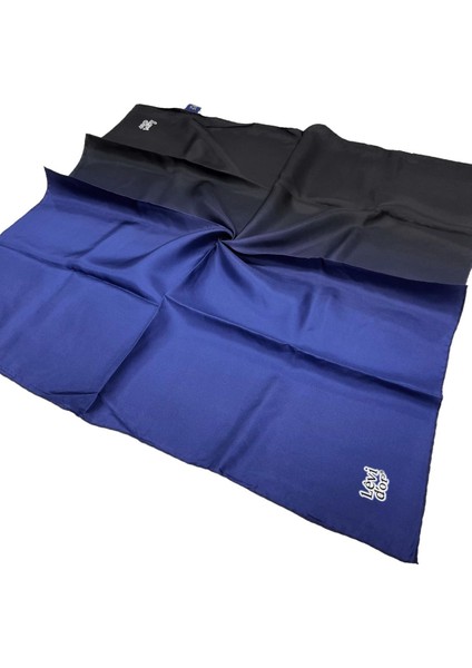 Twill Ipek Eşarp - Degrade - Saks Siyah