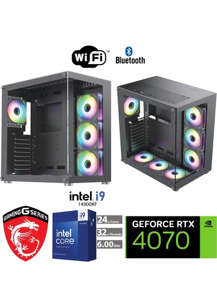 12GB Rtx 4070 – Gaming Pc Ddr5 – Intel I9 14900KF – 64 GB Ddr5 6000 Mhz Ram - 1tb M.2 SSD – Sıvı Sogutmalı – Windows 11 Pro