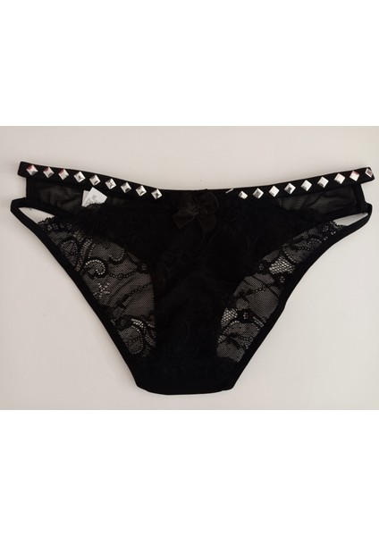 Kadın Külot Brazilian Dantel ve Tülün Birlikteliği 4''lü Siyah S-M 36-38 fiyatları