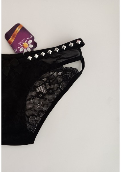 Kadın Külot Brazilian Dantel ve Tülün Birlikteliği 4''lü Siyah S-M 36-38 modelleri